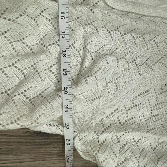 Susan Graver Womens Cardigan Sz XL Ivory Metallic Sweater Knit Stretch Spring - Picture 5 of 6